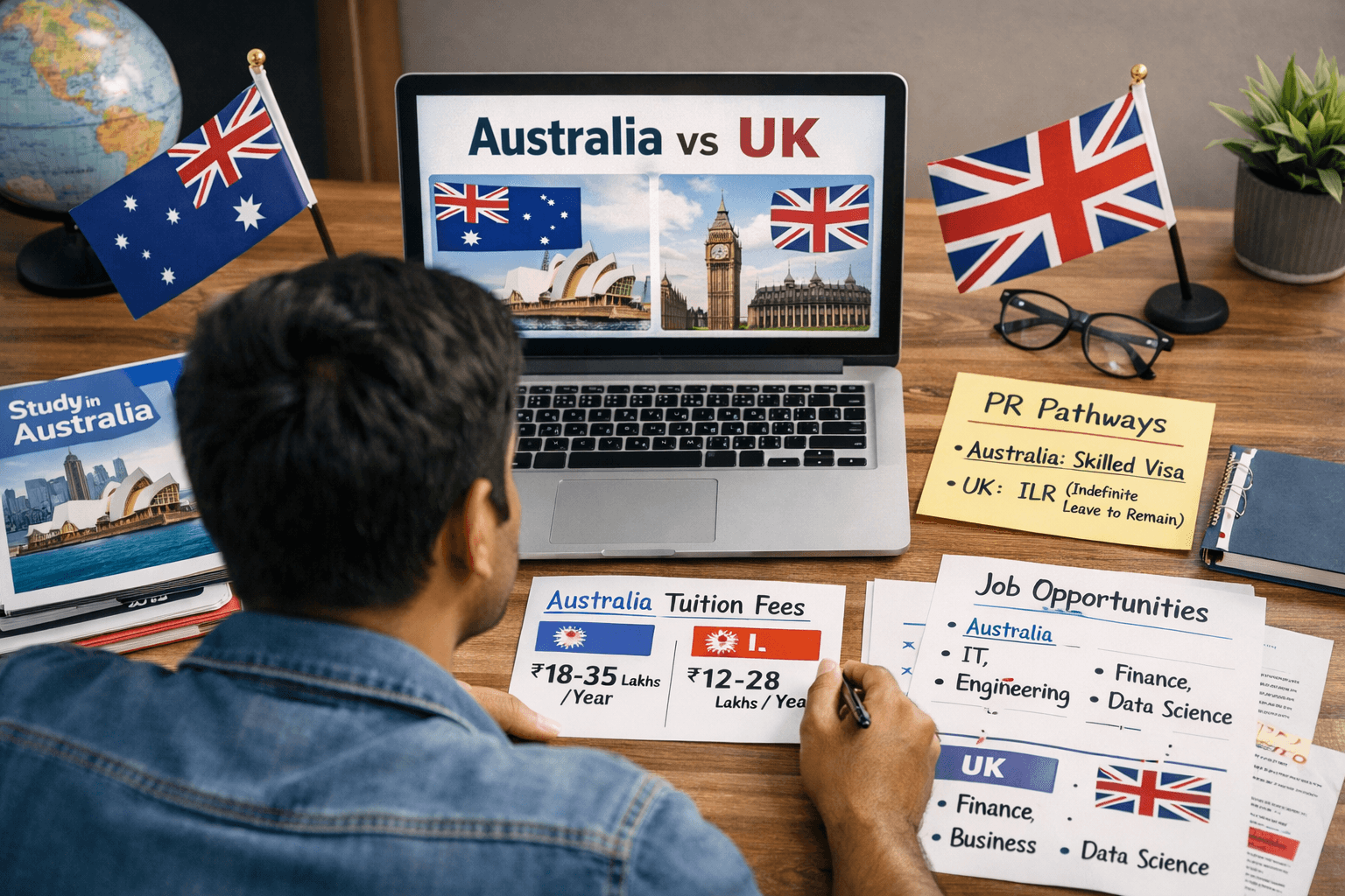 Australia vs UK: Study Cost, PR & Jobs Comparison for Indian Students (2026 Guide)